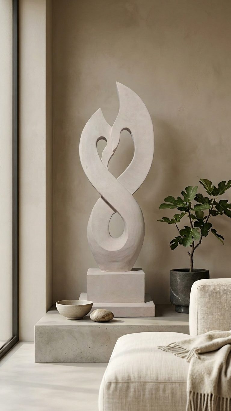 Handcrafted pair of swans in natural stone